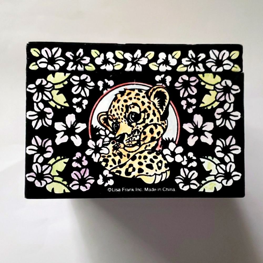 Vintage 80s Lisa Frank Tiger Cub Art Trinket Storage Jewelry Velvet Color-In Box - Picture 6 of 12